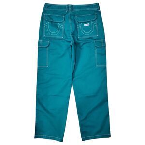TRUE RELIGION Pants Mens 31 Green Military Cargo Pockets Utility Straight Casual